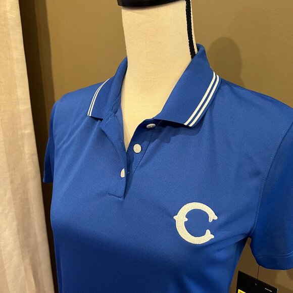 NWT Women's Nike Vintage Cubs Logo, Royal Blue Dri-fit Polo, Size Small - Picture 2 of 10
